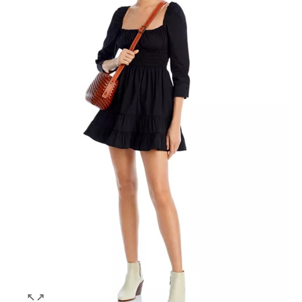 AQUA & Kristopher Brock Poplin Tiered Mini Dress Size XL Black
